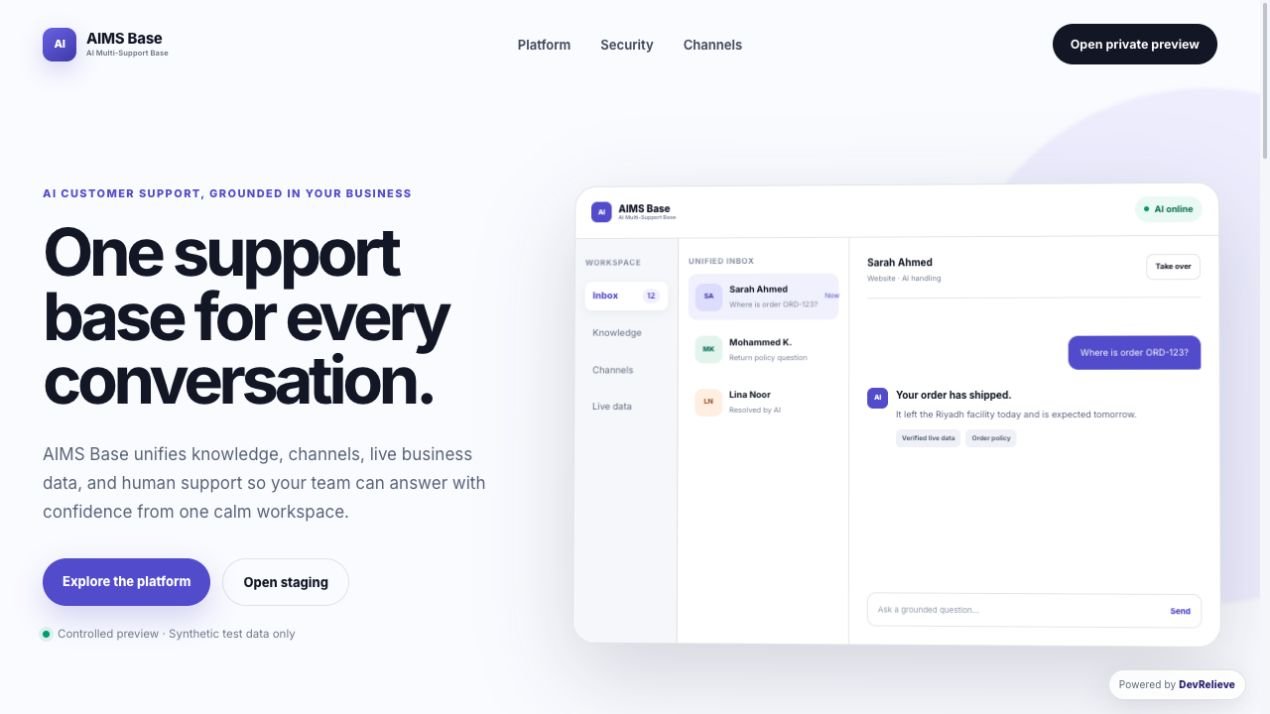 AIMS Base website preview